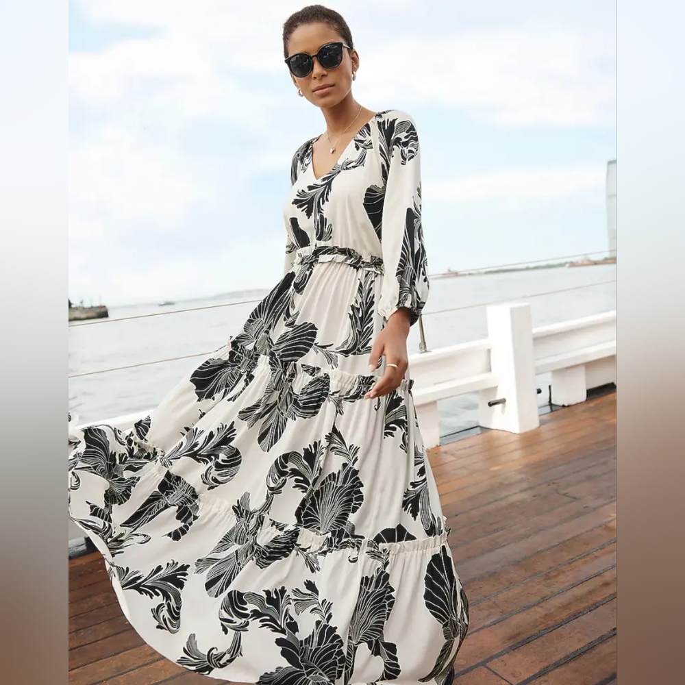 NWT EXPRESS | Floral Printed Tiered Ruffle Layered Maxi Dress